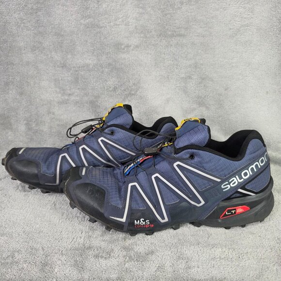 Mens Salomon Speedcross 3 Trail Running Shoes Blue & Black Contragrip Size 12.5 - Picture 8 of 9